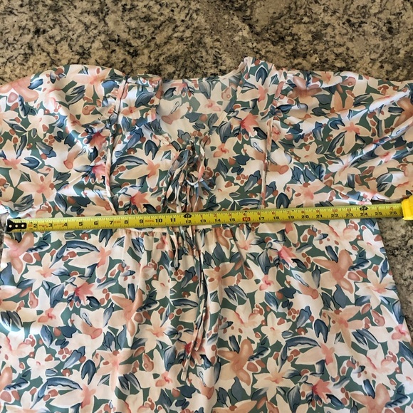 Shewin Womens Casual Boho Floral Print Long Sleeve Blouse Top Plus Size 2XL - Picture 8 of 12